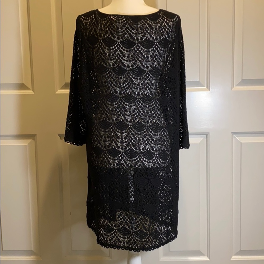 mudpie black crocheted coverup size L - Picture 4 of 9